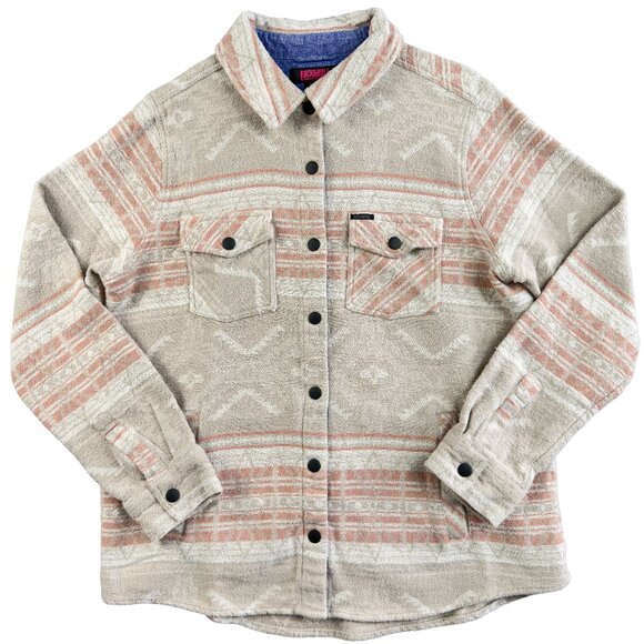 Rock & Roll Cowgirl Jackets & Blazers - Rock & Roll Denim Beige & Rust Aztec Patterned Shirt Jacket XL